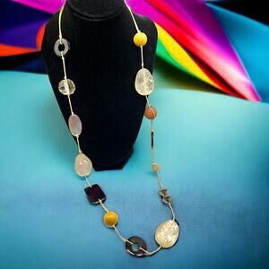 Artisan Natural Elements Mixed Media Beaded String 16 3/8" Necklace!